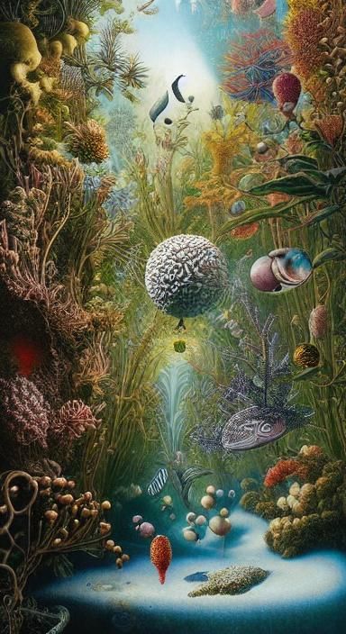 Mysterious Weightless Life: A Mixed Media Dreamscape