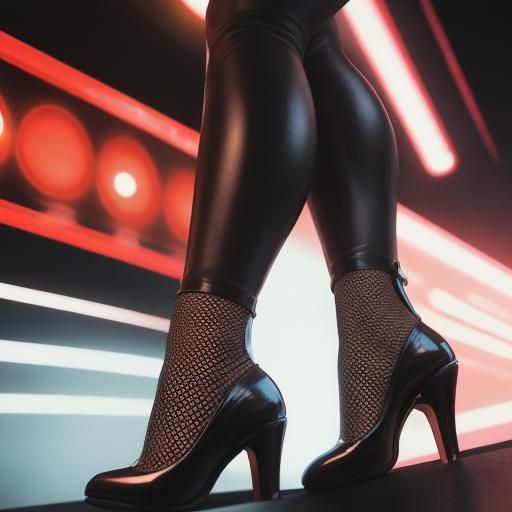 Brunette in Leather Micro Skirt: Hyperrealistic Splash Art