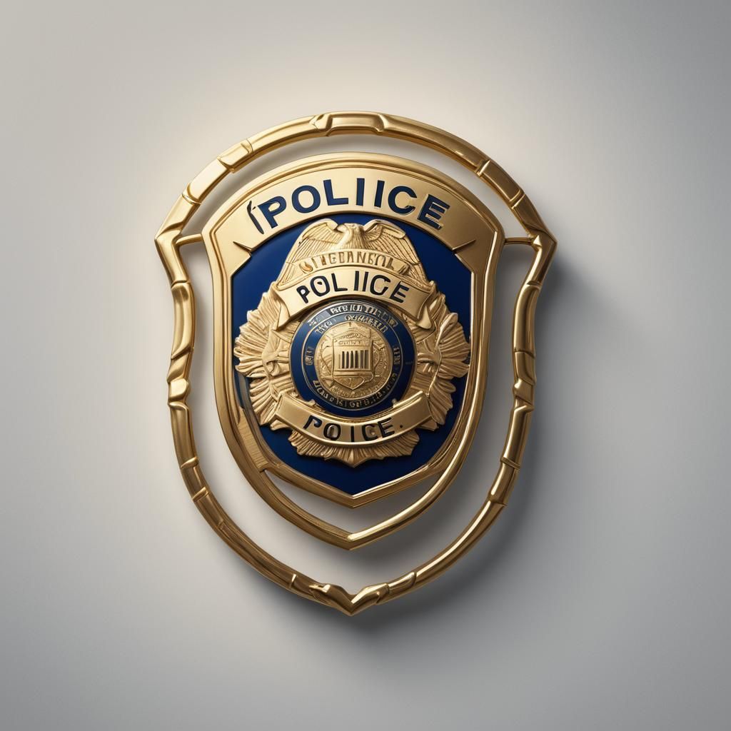 Classic Empty Police Badge Frame in Matte Painting Style