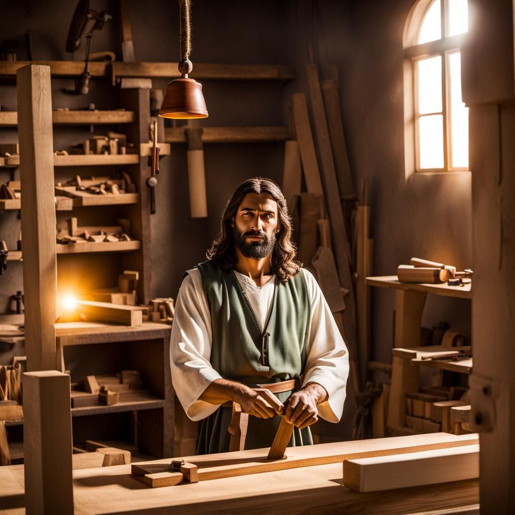 Jesus Christ Working as a Carpenter in Nazareth