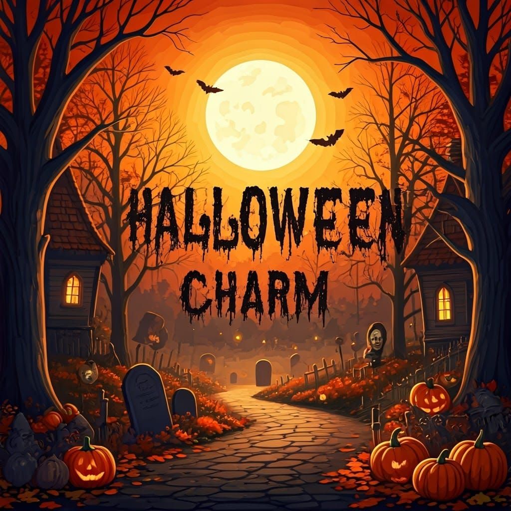 Charming Halloween Graphic Design with Autumn Elements
