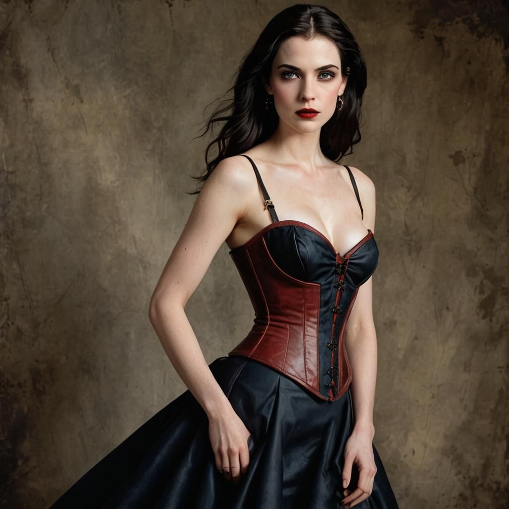 Elegant Vampire Portrait with Dark Eyes and Corset