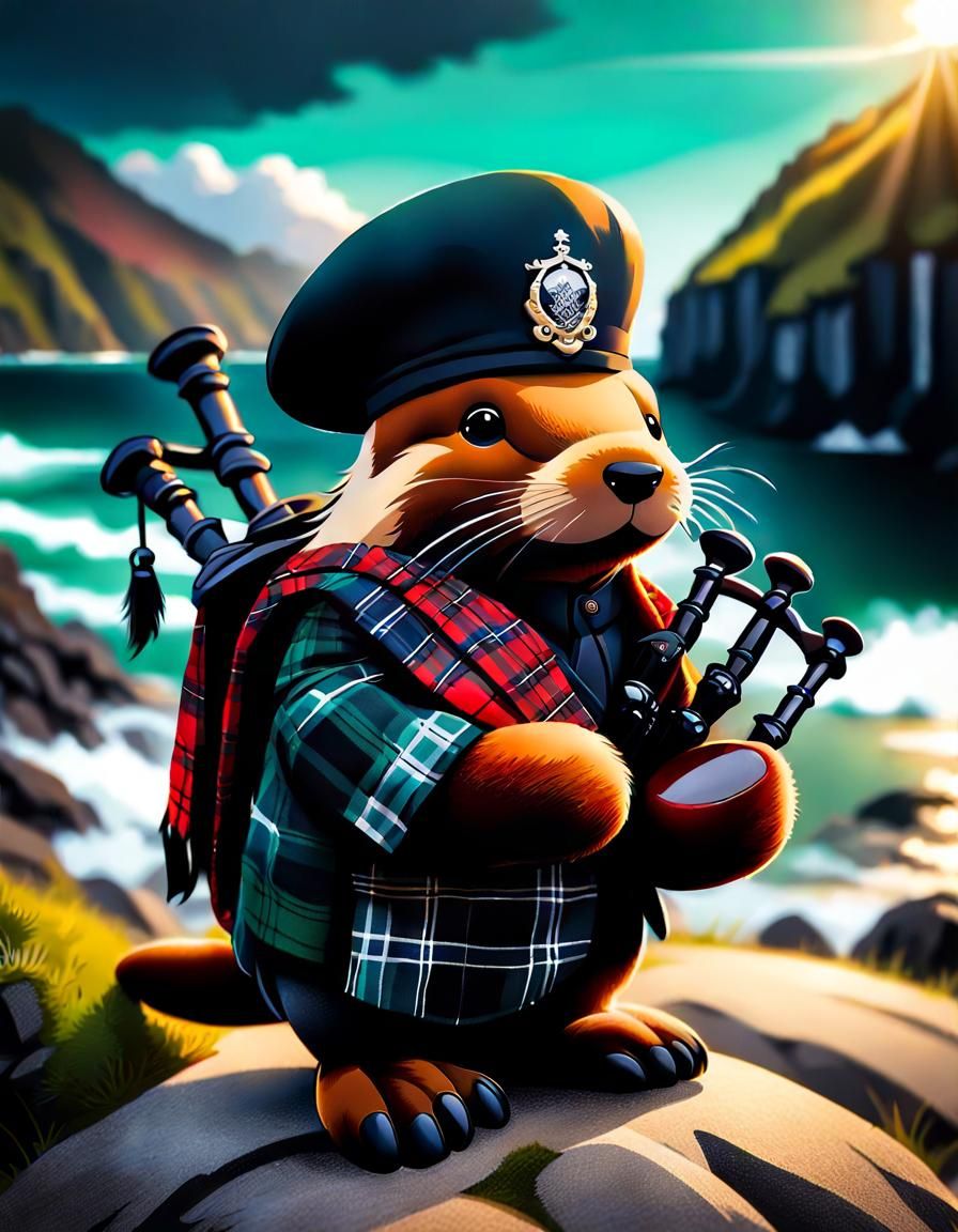 Cute Tartan Platypus Plushie Plays Bagpipes