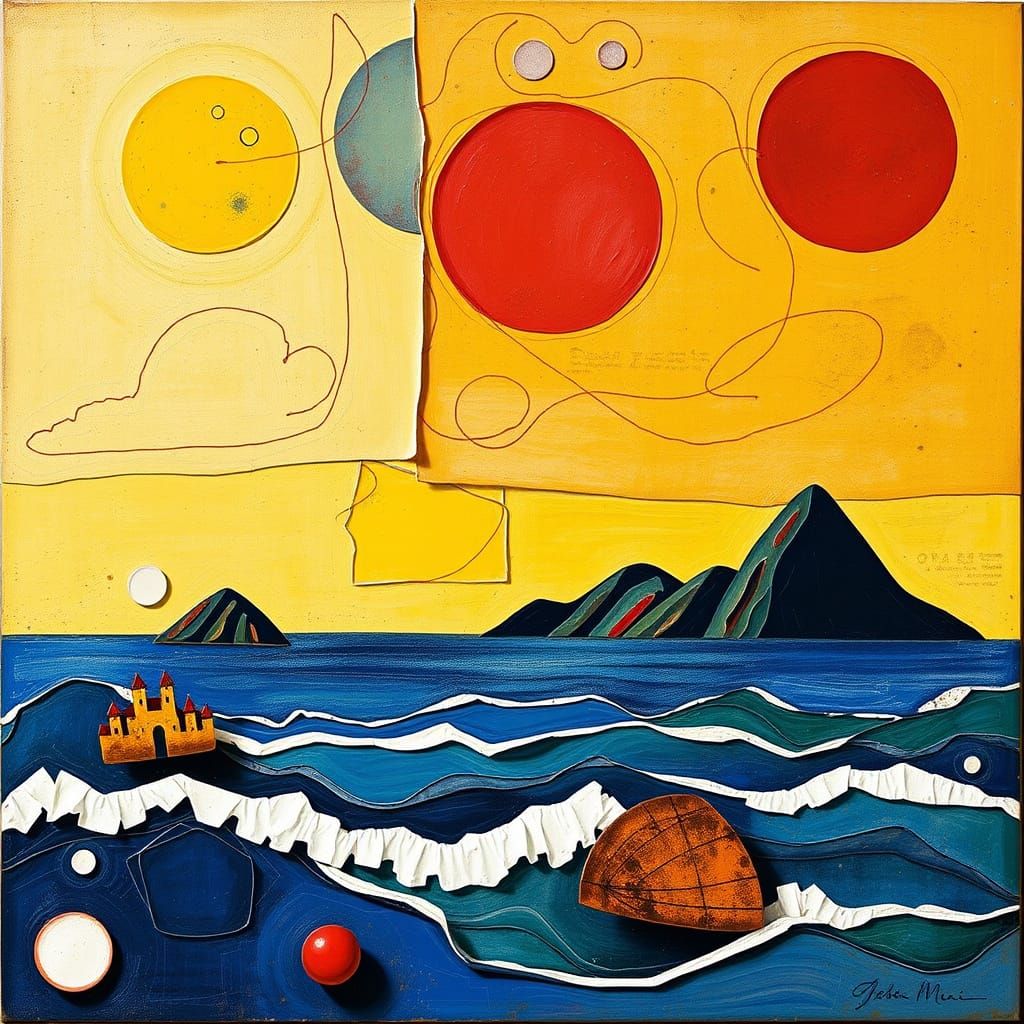 Vibrant Hyperrealistic Abstract Art Piece with Oceanic and M...