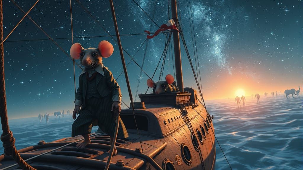 Rats in Victorian Clothing on Steampunk Airship