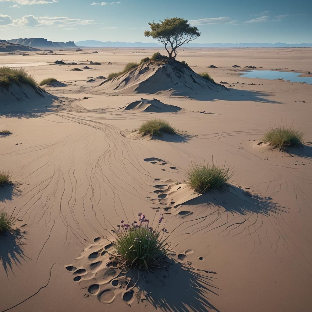 Barren Landscape with Sand Fishing Point in Digital Art