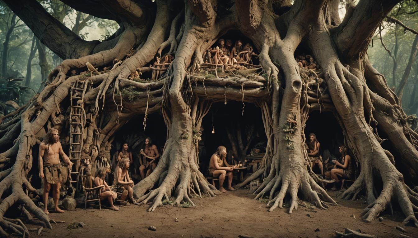 Neanderthal Elves in Neolithic Tree Root Home