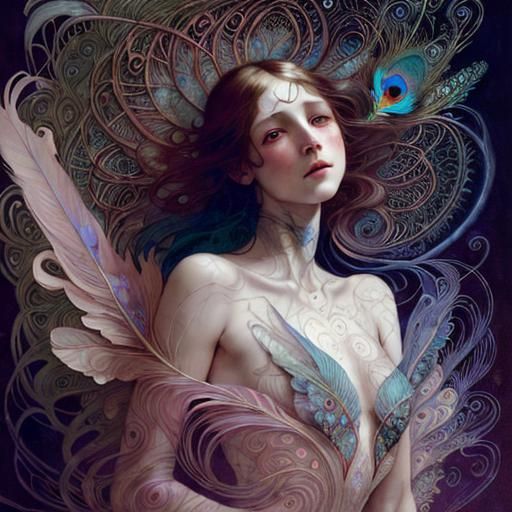 Ballerina and Nature Collage in Art Nouveau Style