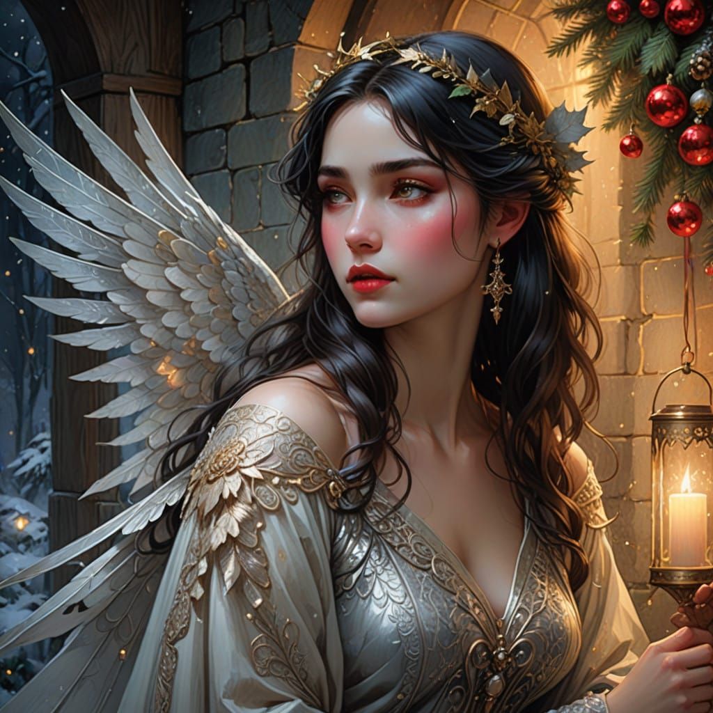 Fairy Goddess Adorned in Christmas Splendor