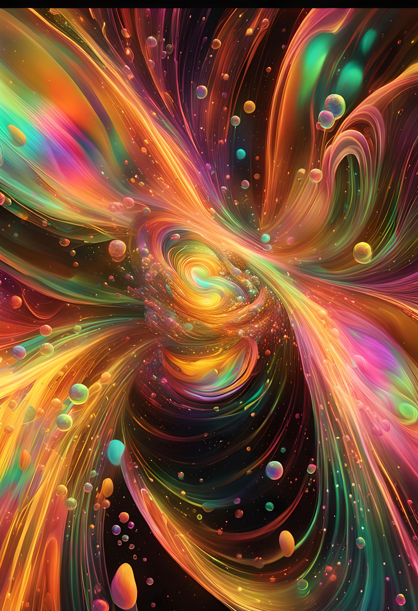 Holographic Astral Cosmic Illustration in Mixed Media