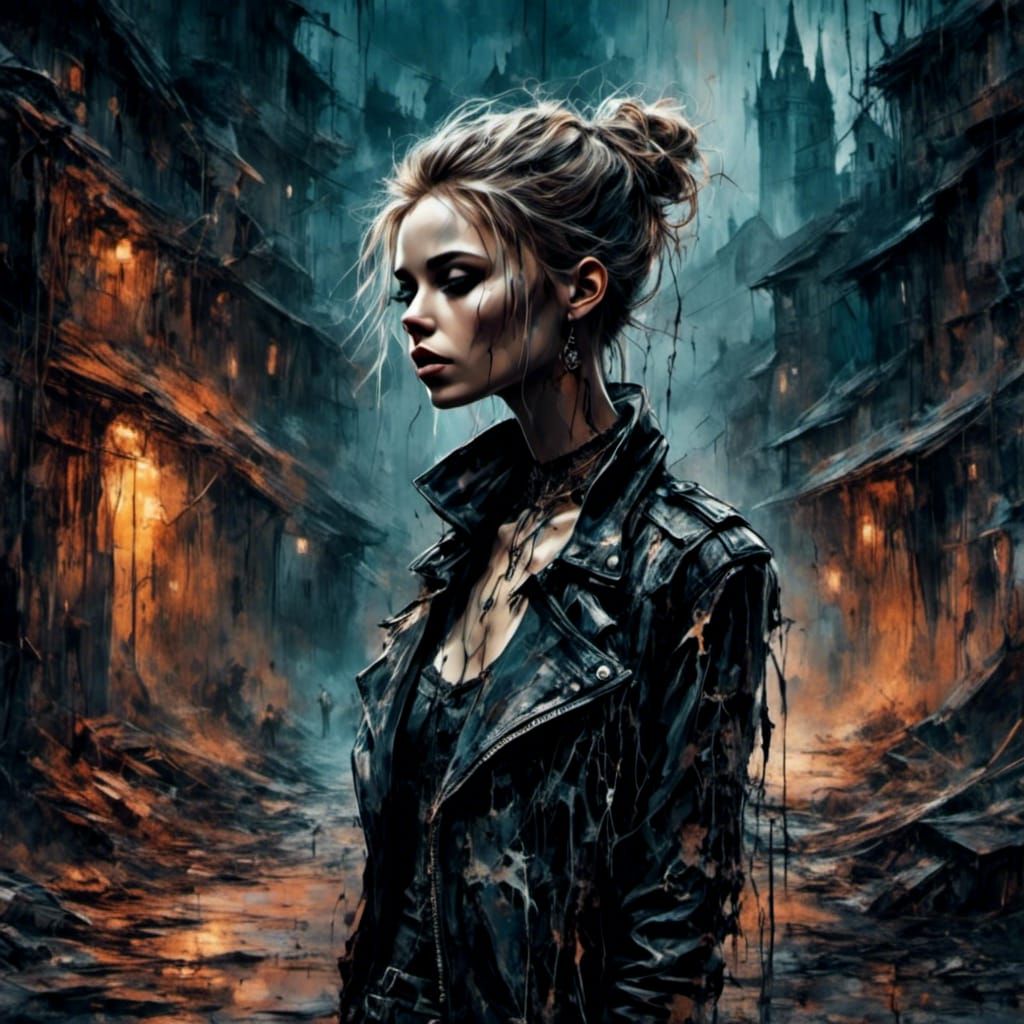 Punk Cinderella in Dim Alleyway Concept Art