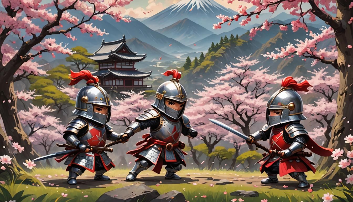 Epic Duel of Chibi Cherry Knights