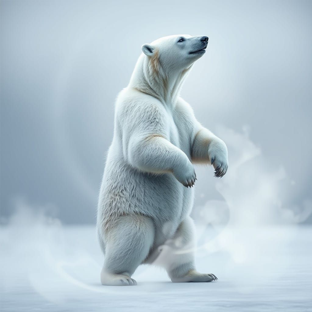 Surreal Polar Bear in Arctic Mist