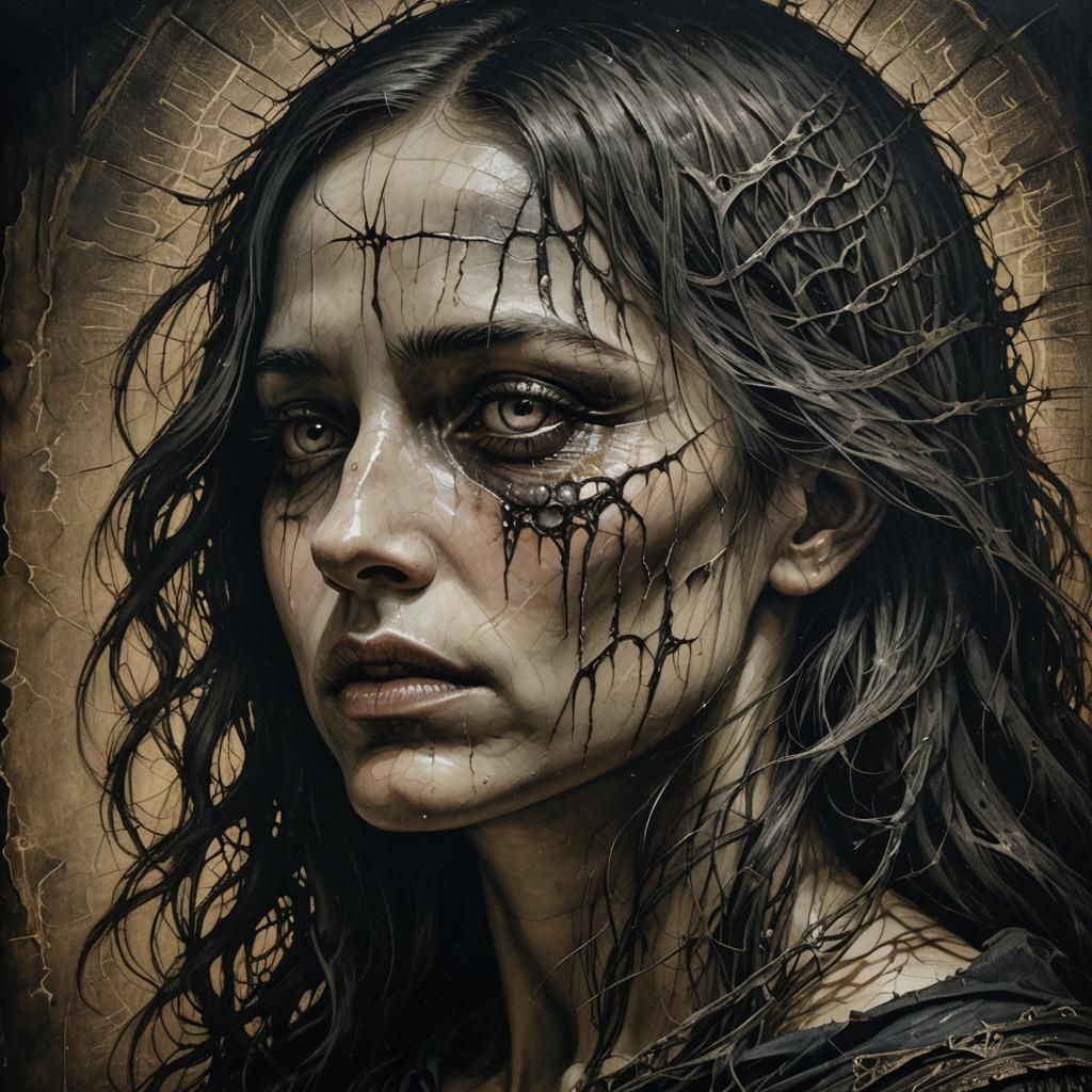 Gothic Horror Portrait: Woman Stitched Together