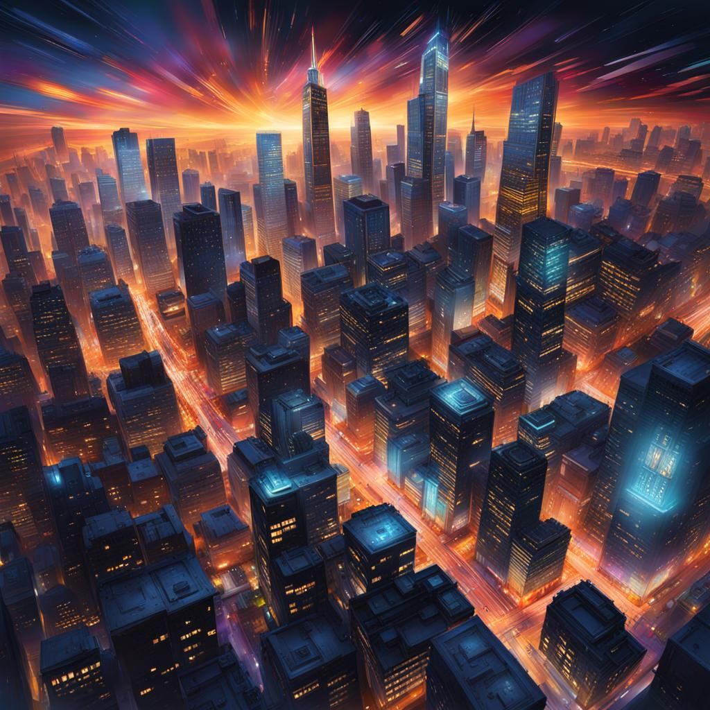 Hyperrealistic Nighttime Cityscape Concept Art