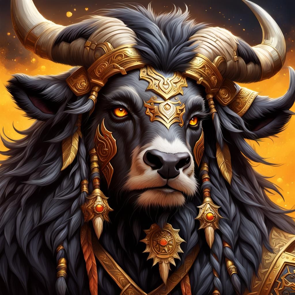 Hyperrealistic Tauren Male with Golden Eyes