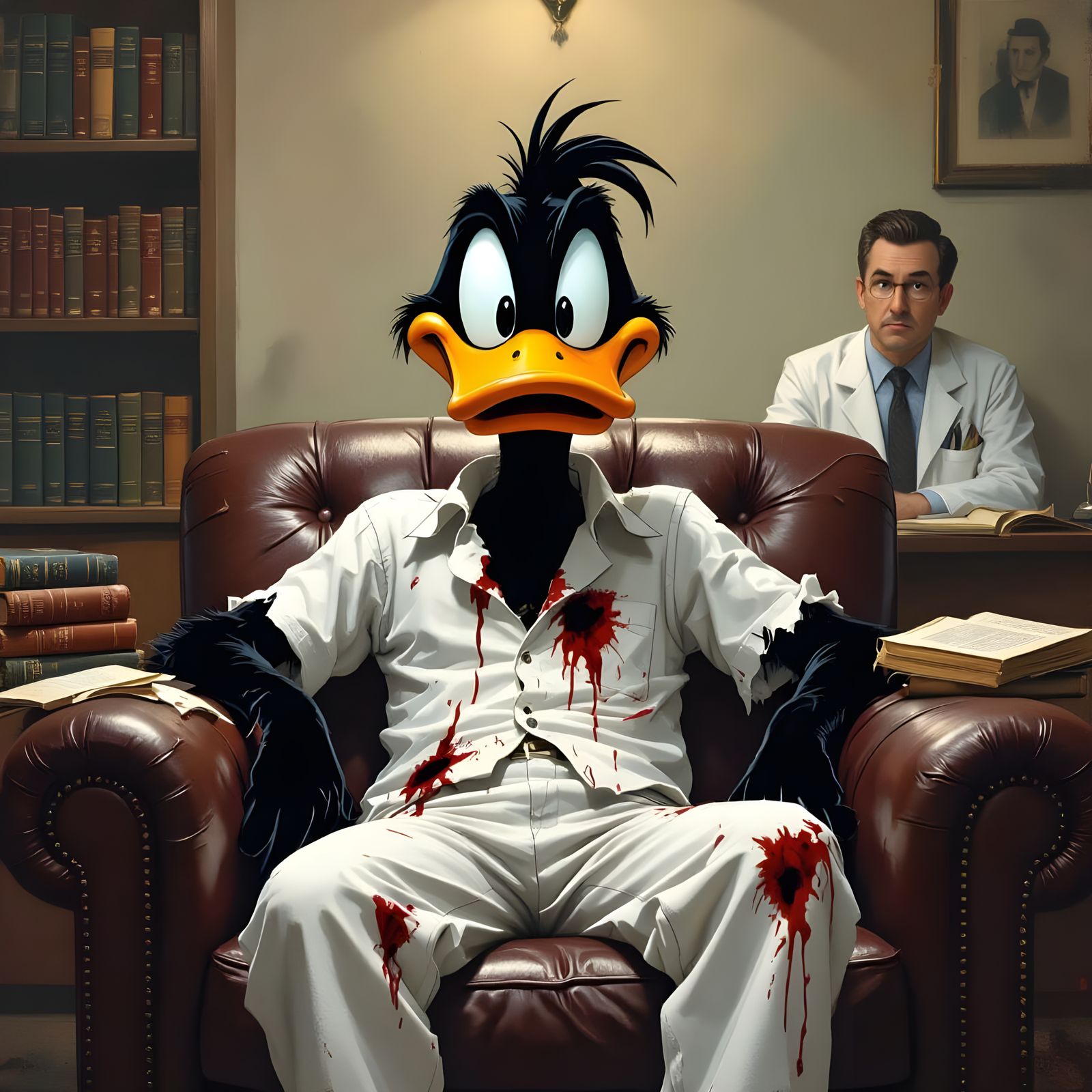 Daffy Duck in a Psychiatrist Office