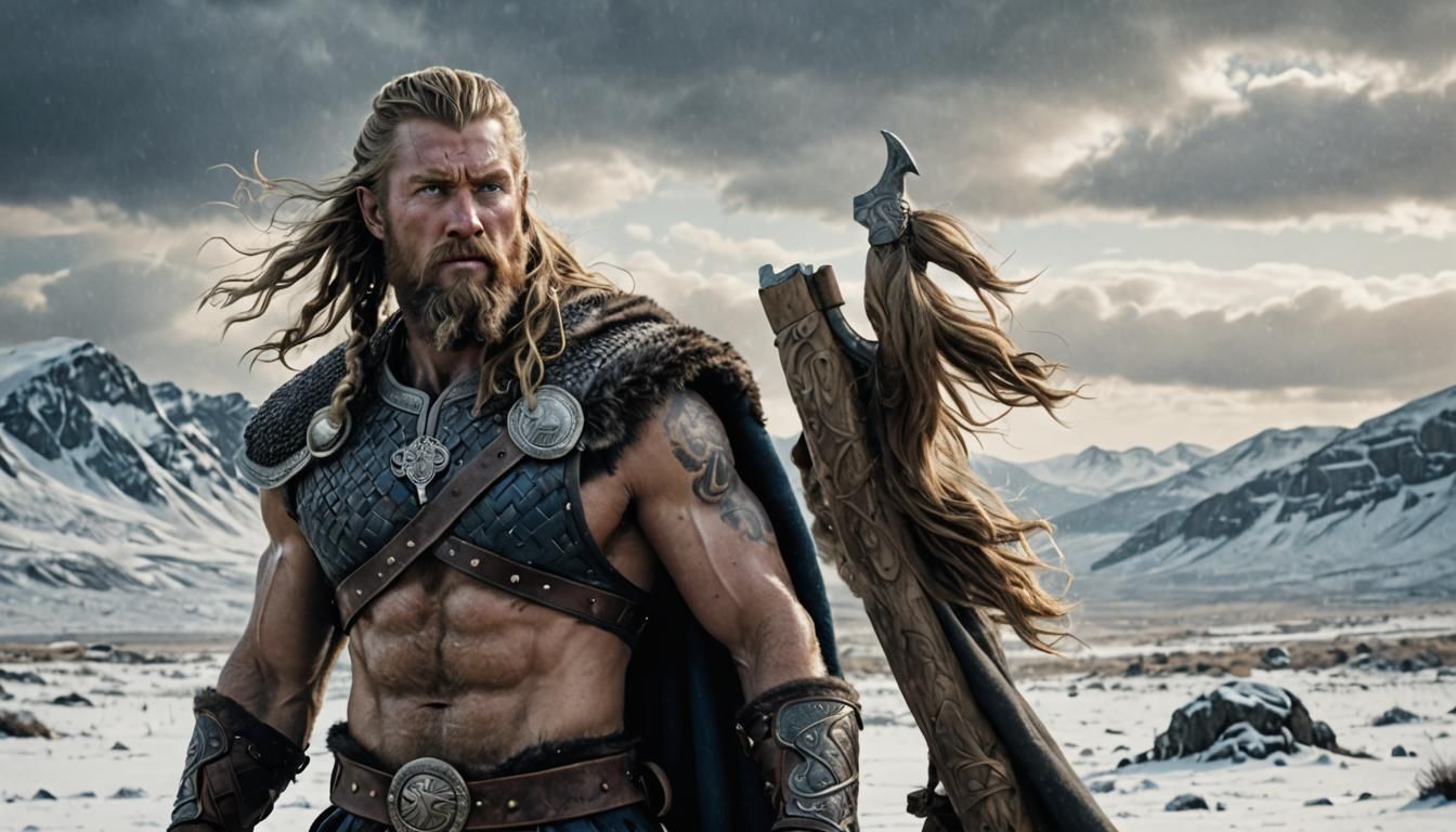 Viking Warrior in Snowy Landscape