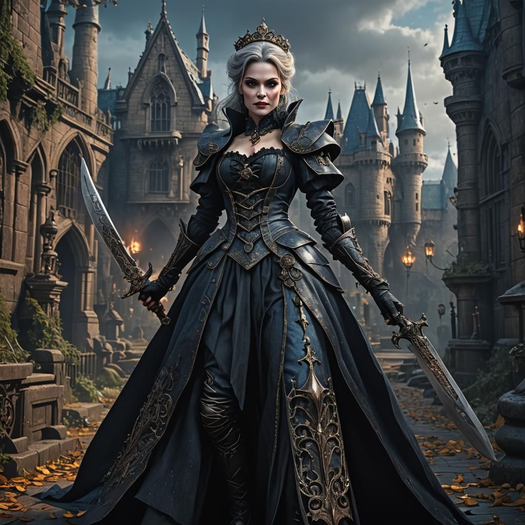 Gothic Cinderella: Fierce Witch Hunter with Knife