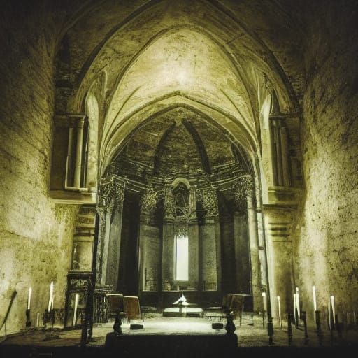 Mysterious Abandoned Church in a Haunting Dark Fantasy