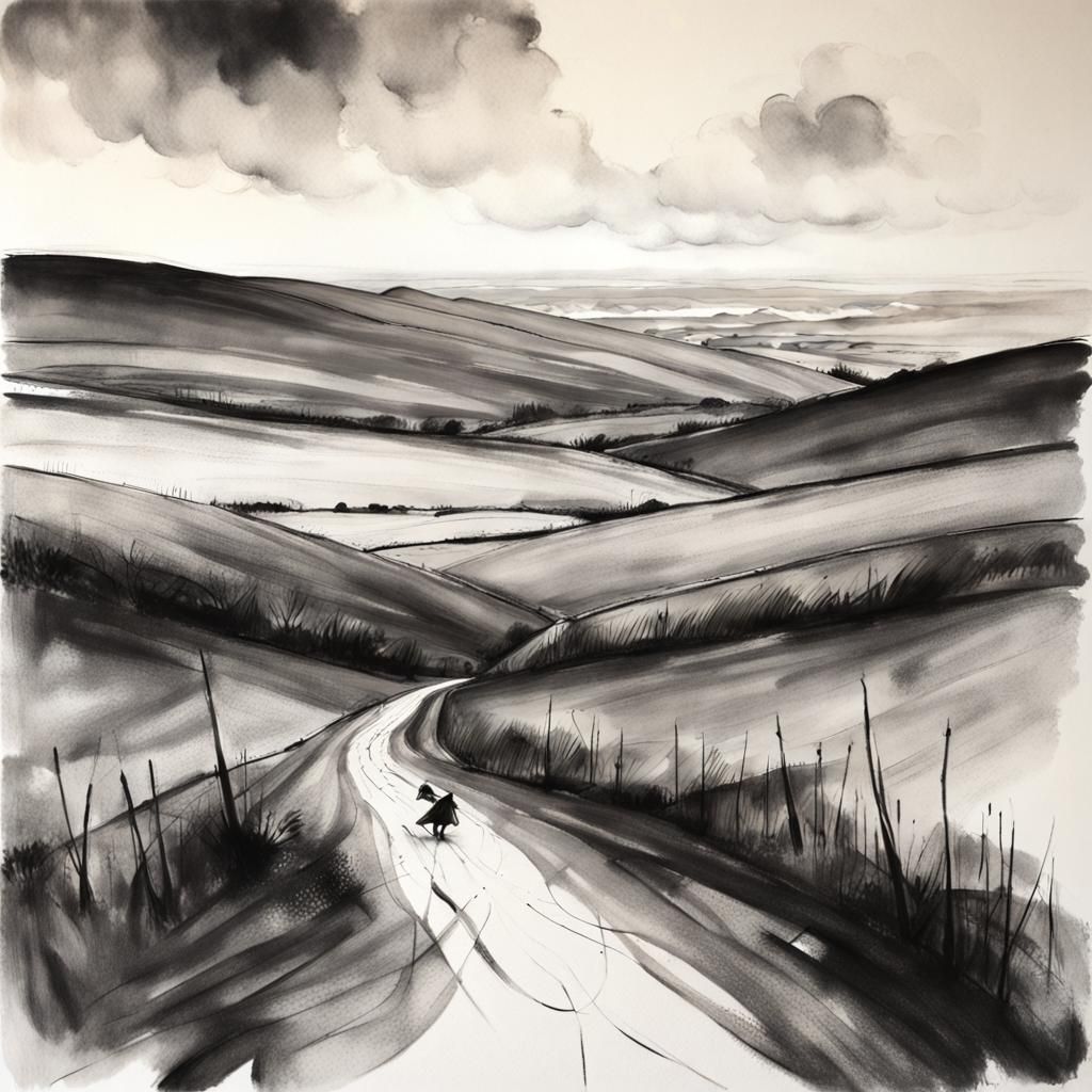 Bleak Moor: Charcoal Landscape Drawing