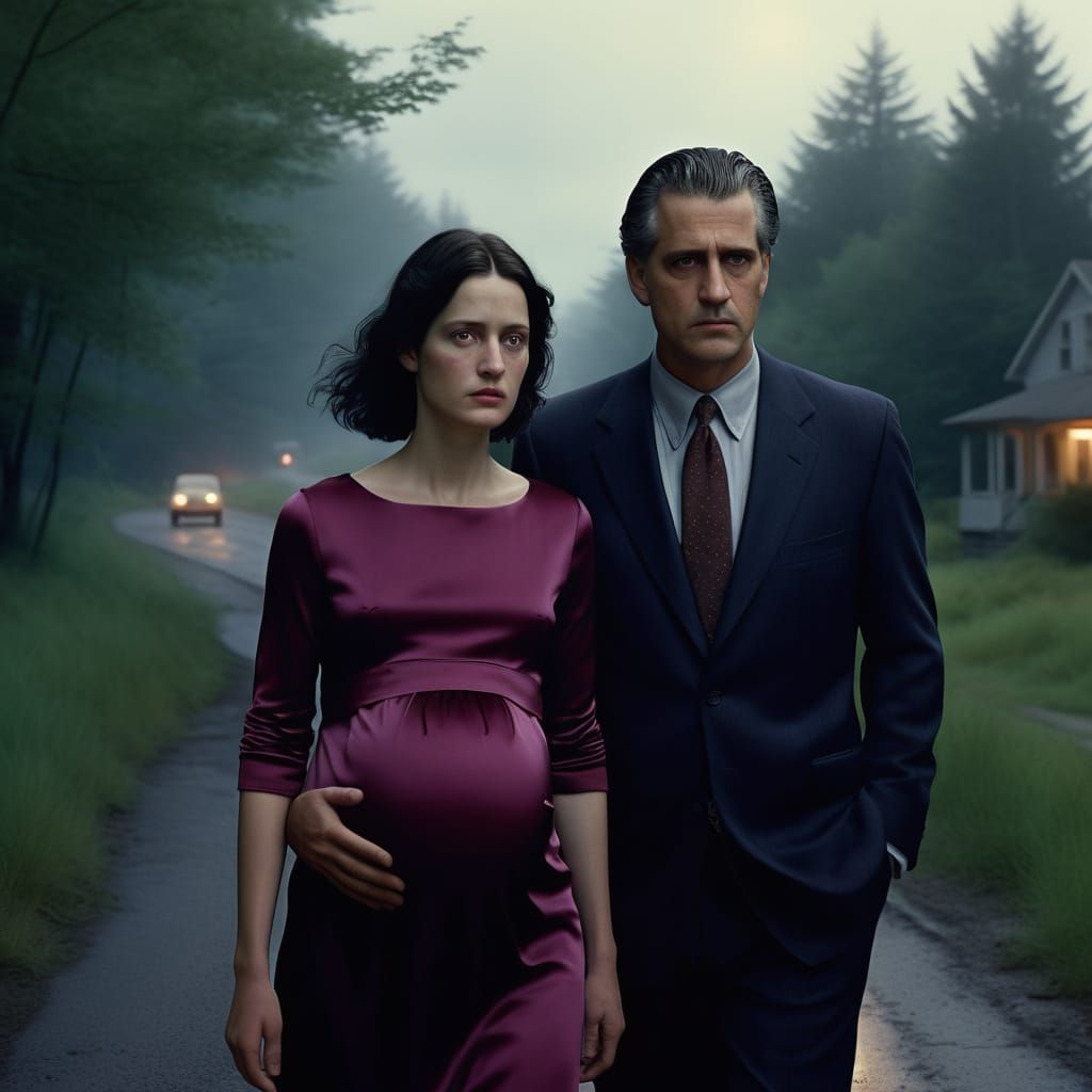 Photorealistic Portrait of a Pregnant Woman in Purple