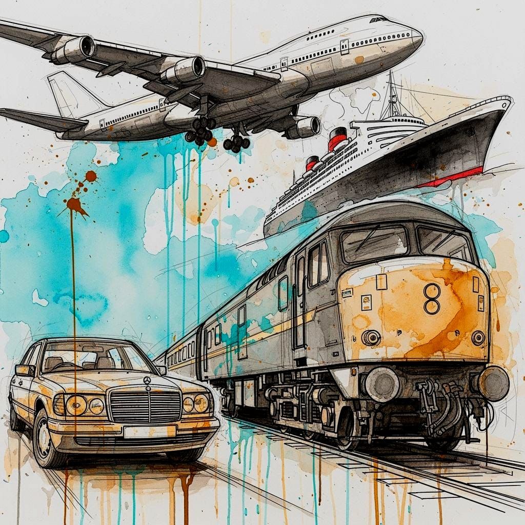 1980s Transport Montage: Ship, Plane, Train, Car