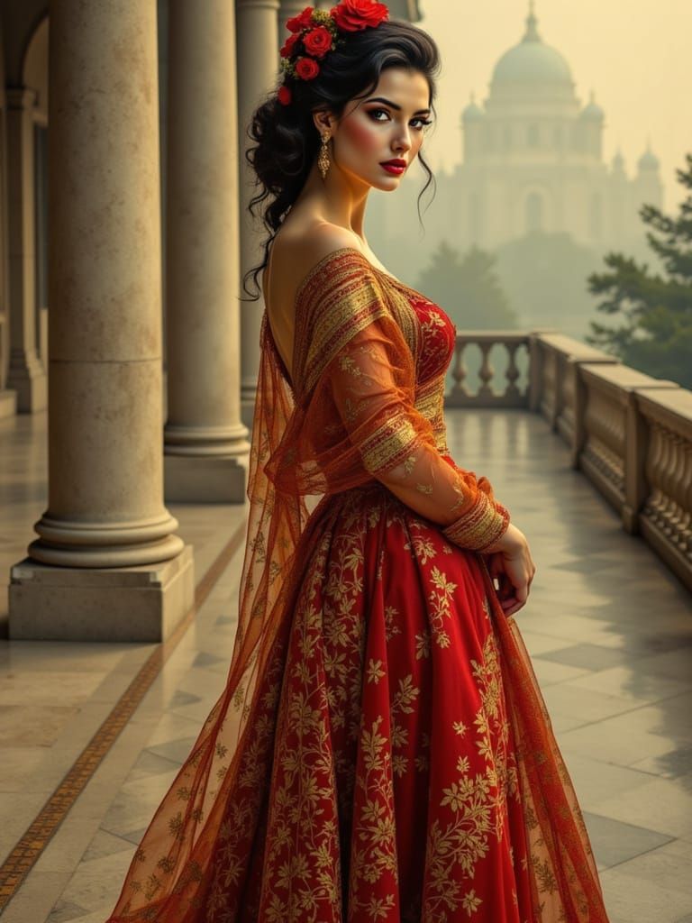 Regal Woman in Gold Robe, Klimt-Godward Style