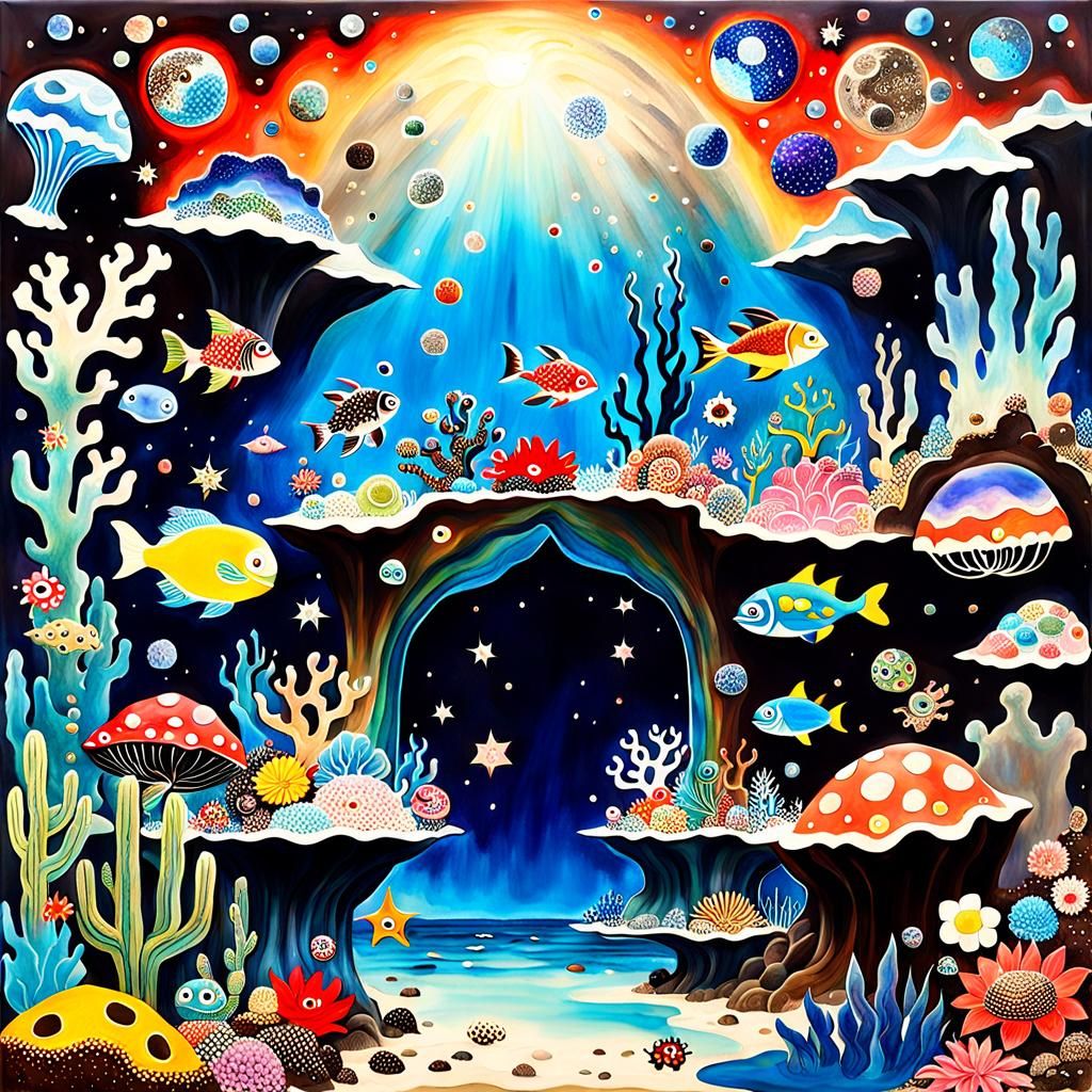 Cosmic Reef Dreamscape in Sepia Tones