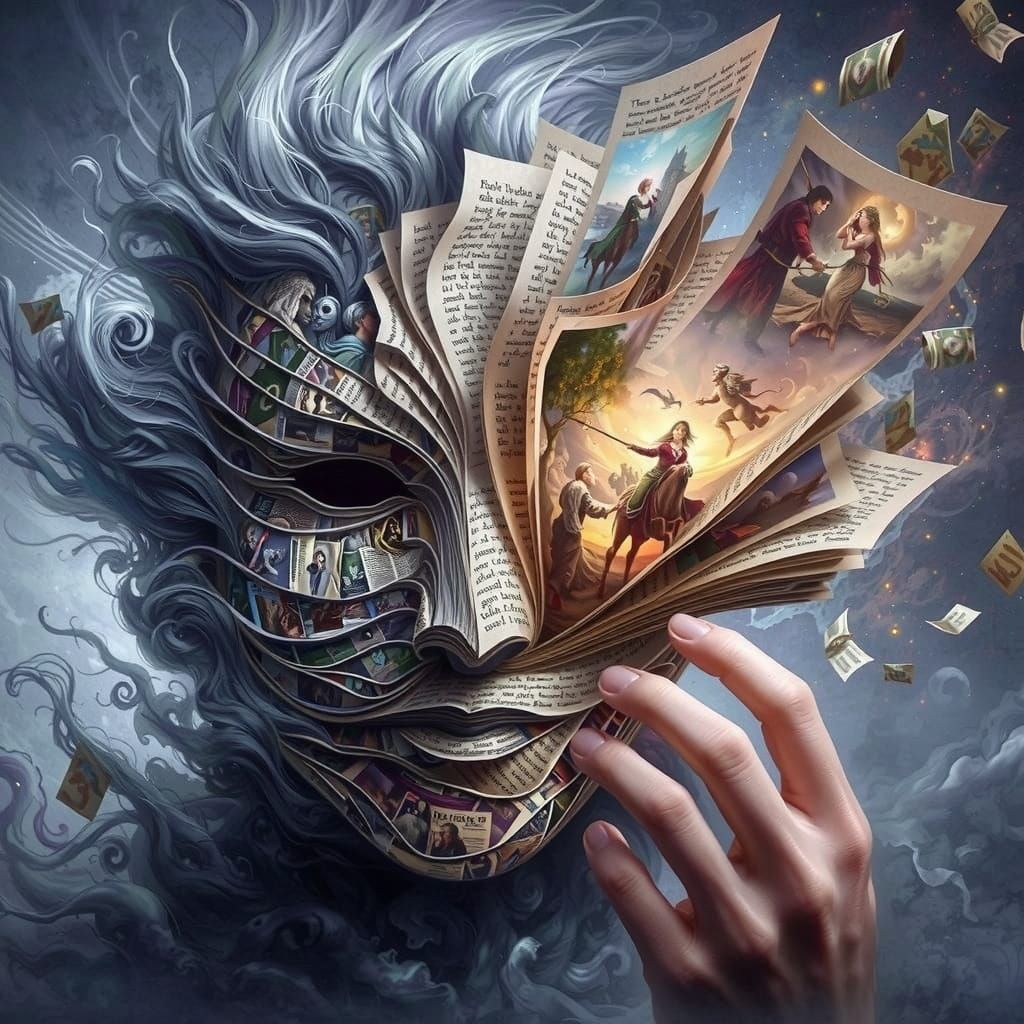 Mystical Book Unveils a Face in Painterly Style