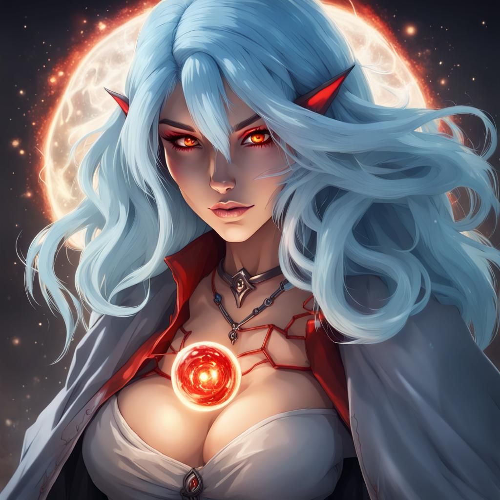 Female Mage Casting Dark Magic Spell Digital Art