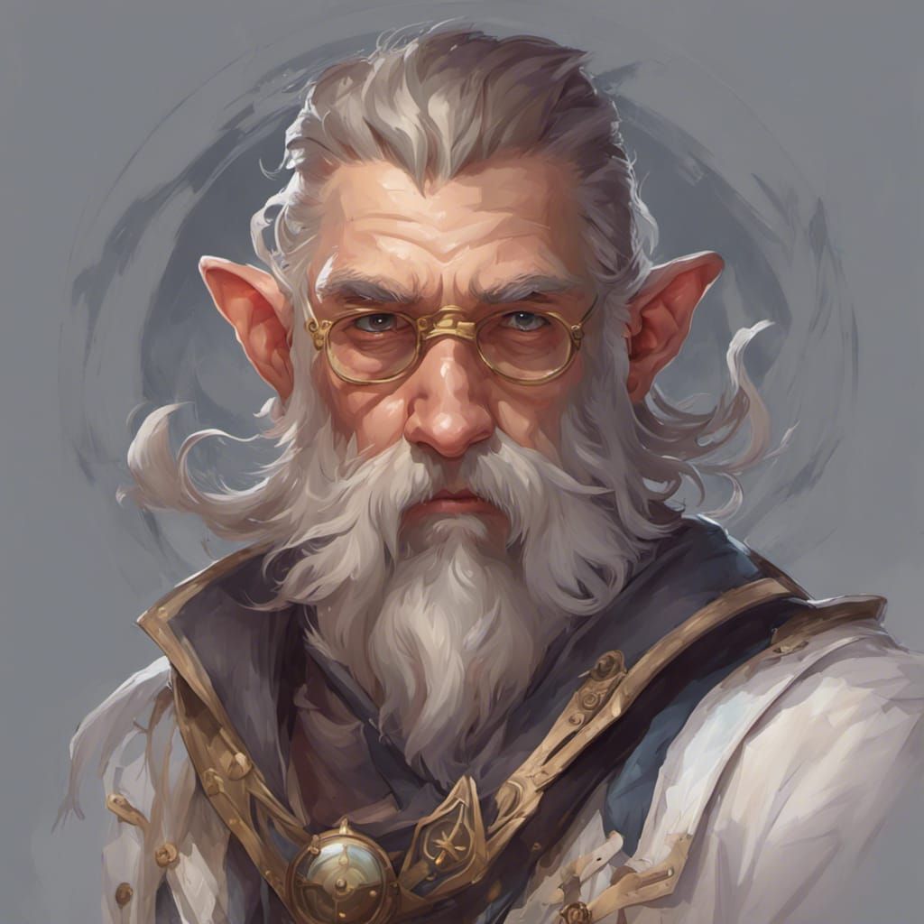 Gnome Artificer Portrait in Fantasy Tech Style