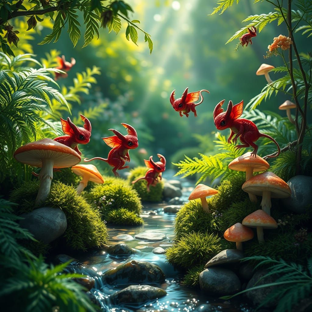 Whimsical, Iridescent Mushrooms and Horned Devils Dance in E...