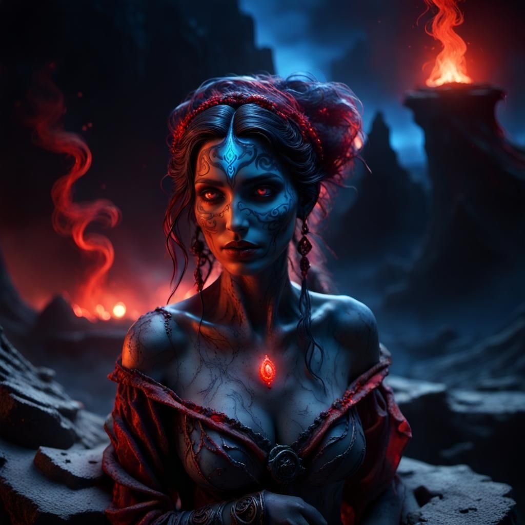 Gypsy Woman Sculpture in Dark Fantasy Style