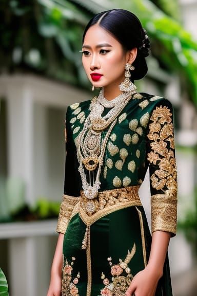 Javanese Woman in Traditional Bridal Kebaya