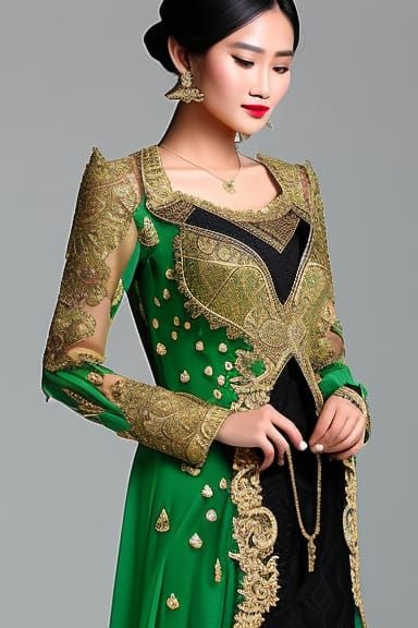 Elegant Javanese Bride in Traditional Kebaya