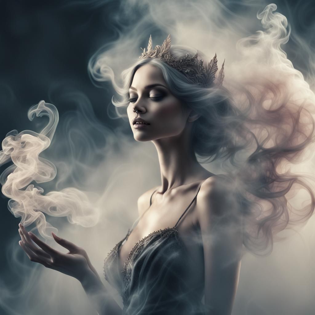 Dreamlike Smoke Fairy Digital Illustration in 8k