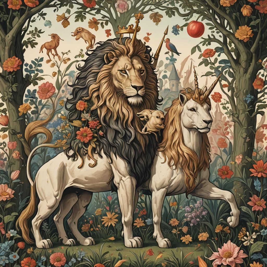 Lion and Unicorn AI Image