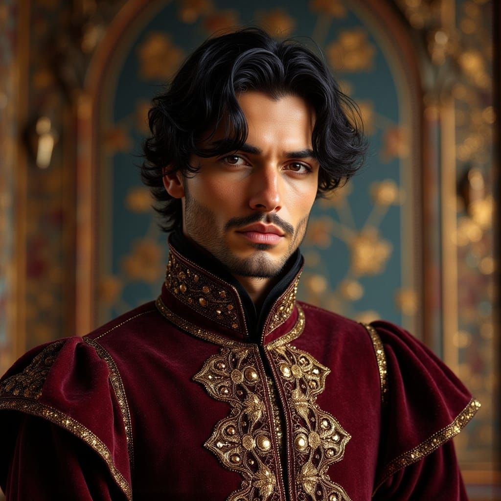 Renaissance Man Portrait in Dark Oil Paint Style