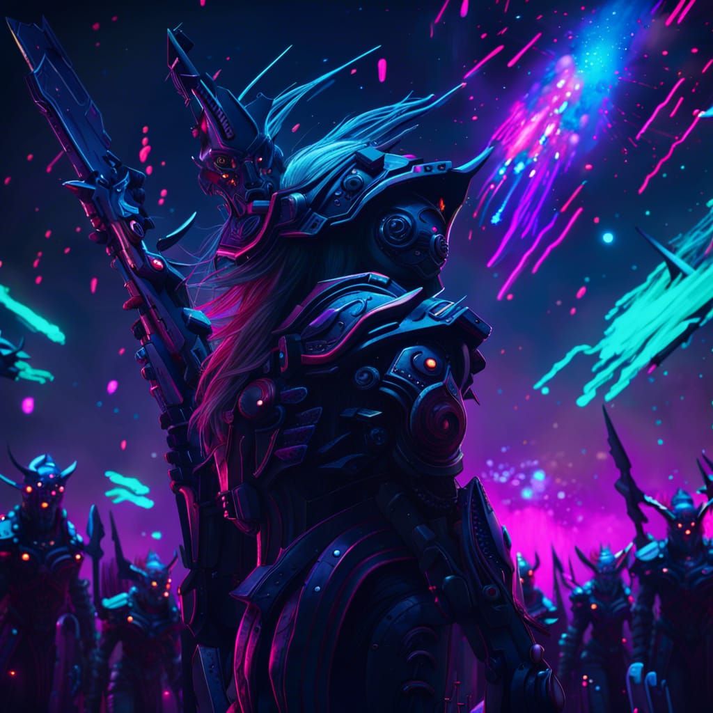 Cyberpunk Elf Army Marches to Battle