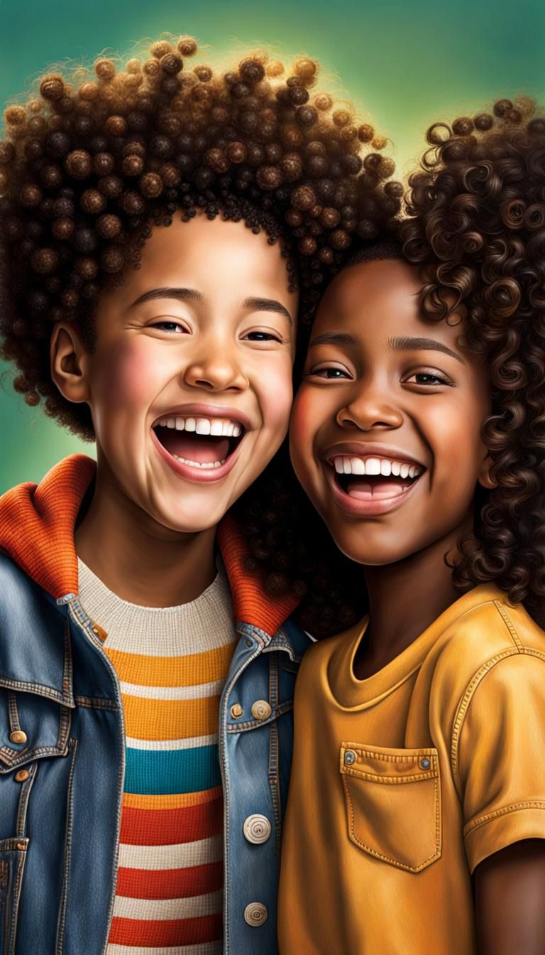 Friends' Joyful Laughter in Cosmic Landscape