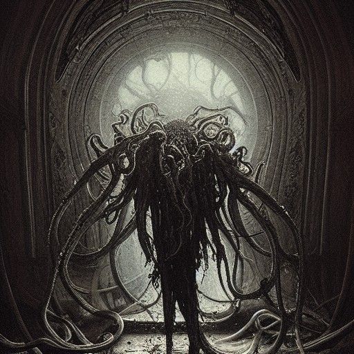 Horrific Acid Tentacles in Engraving Style