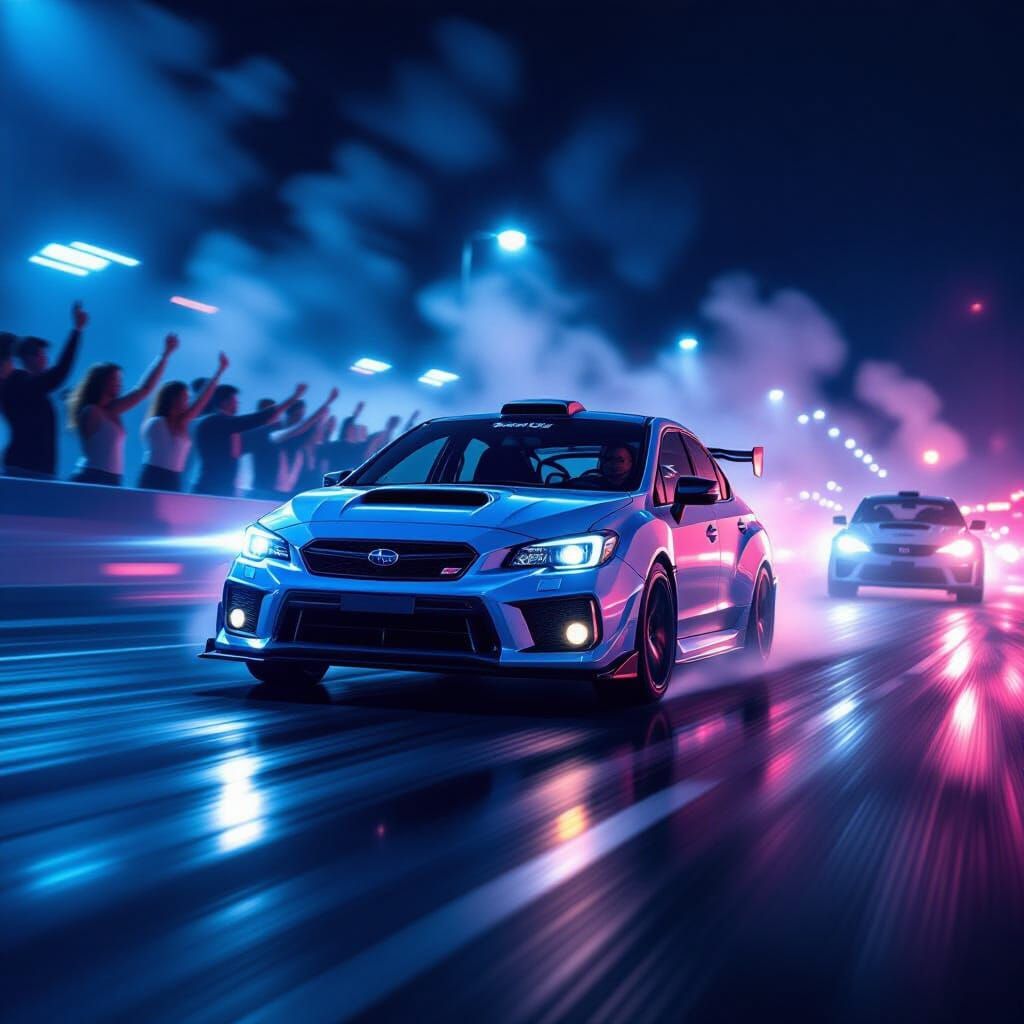 Night Race: Subaru WRX STI in Cyberpunk Style