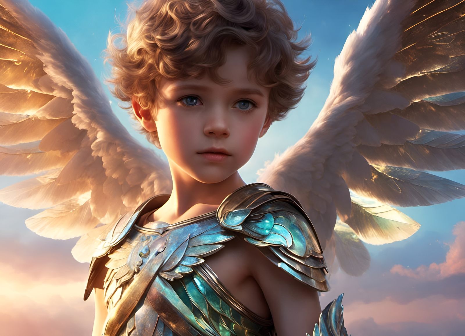 Winged Cupid Boy with Bow and Arrow