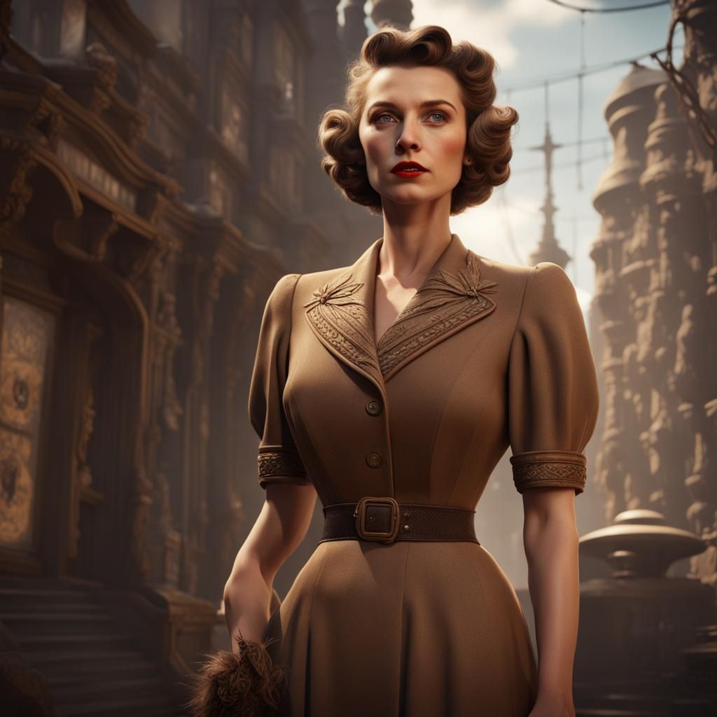 1940s Woman in Detailed Matte Painting