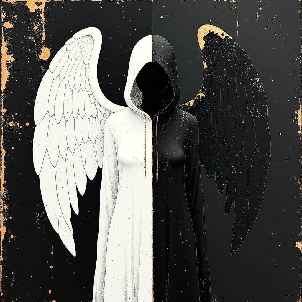Ethereal Angel in Macabre Black and White
