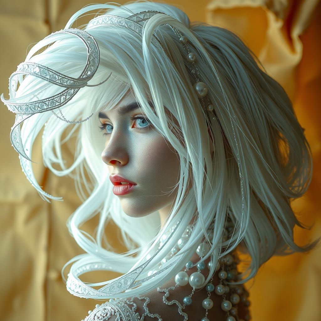 Ethereal Sculpture of Woman with Crystalline Hair