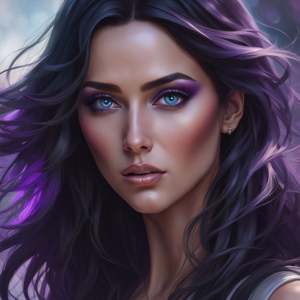 Woman with Wavy Hair: Hyperdetailed Portrait