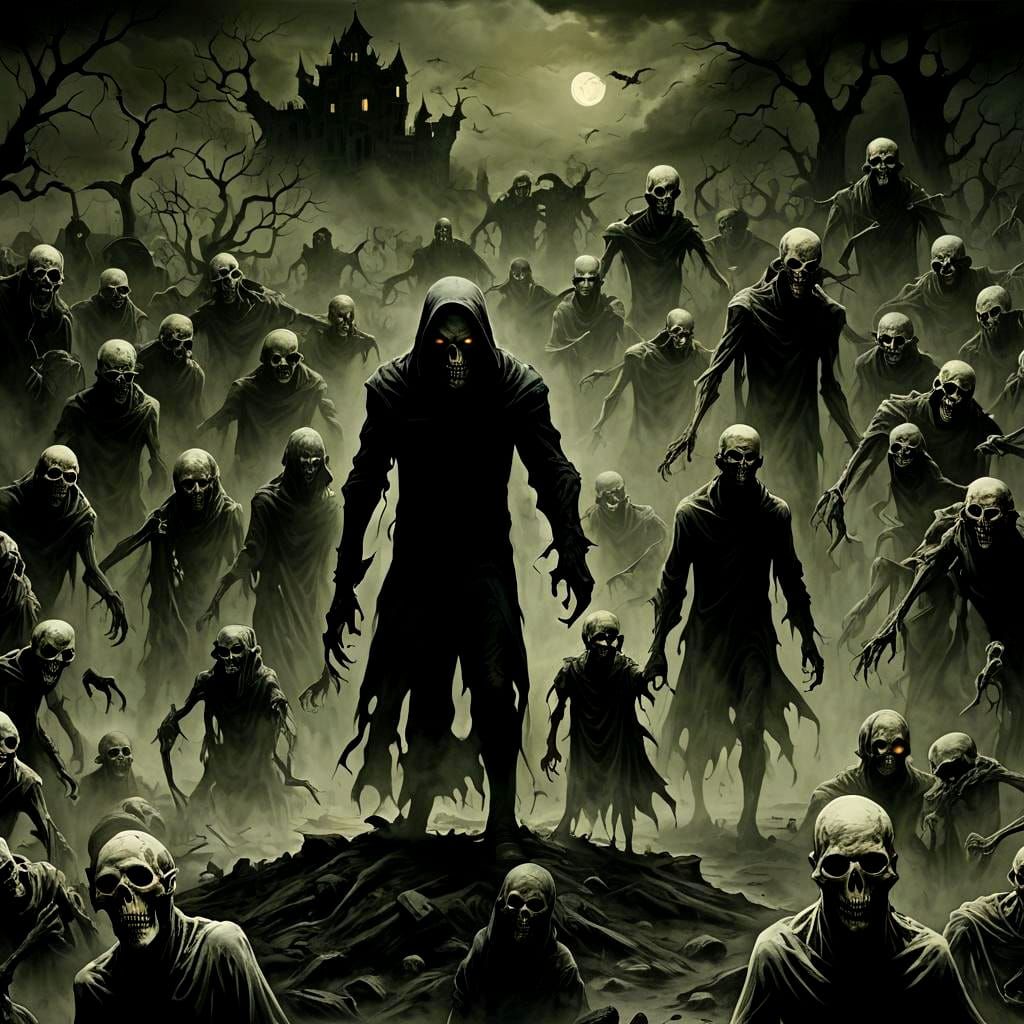 Nightmarish Dreamscape: Undead Creatures in Shadow