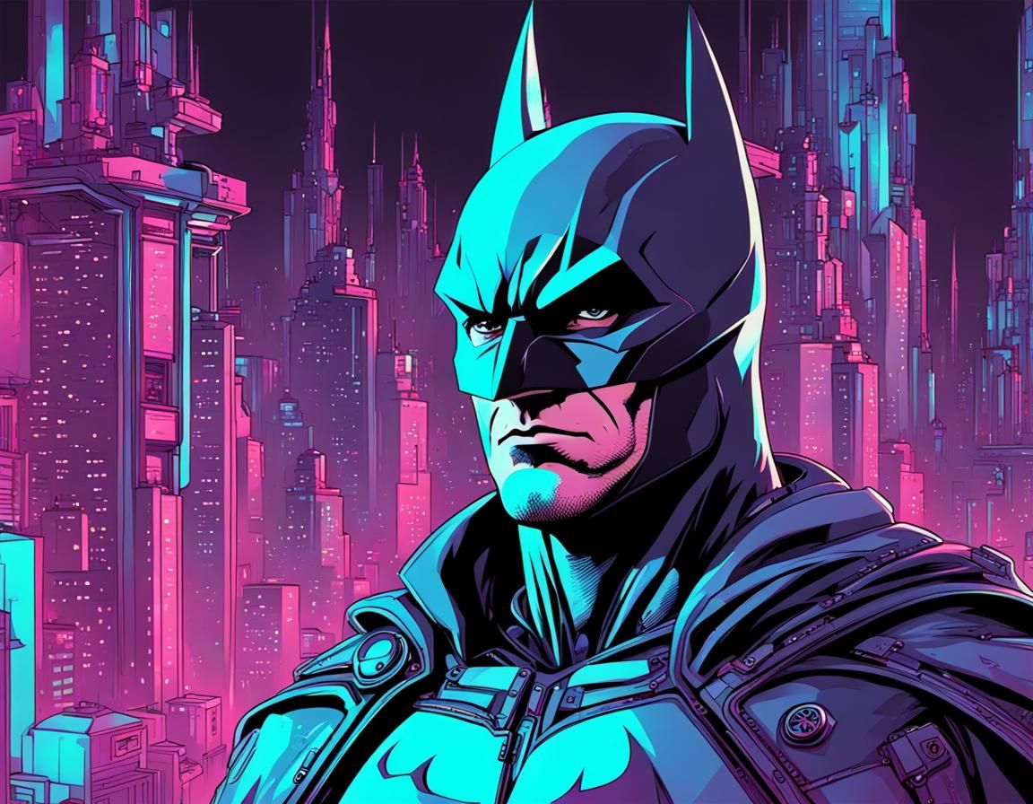 Futuristic Cyberpunk Batman in Cool Colors